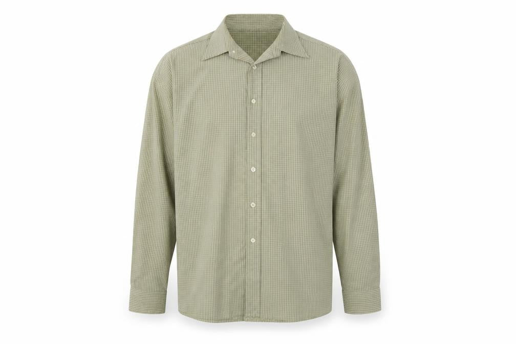 George  Mens Green Check   Button-Up Size L