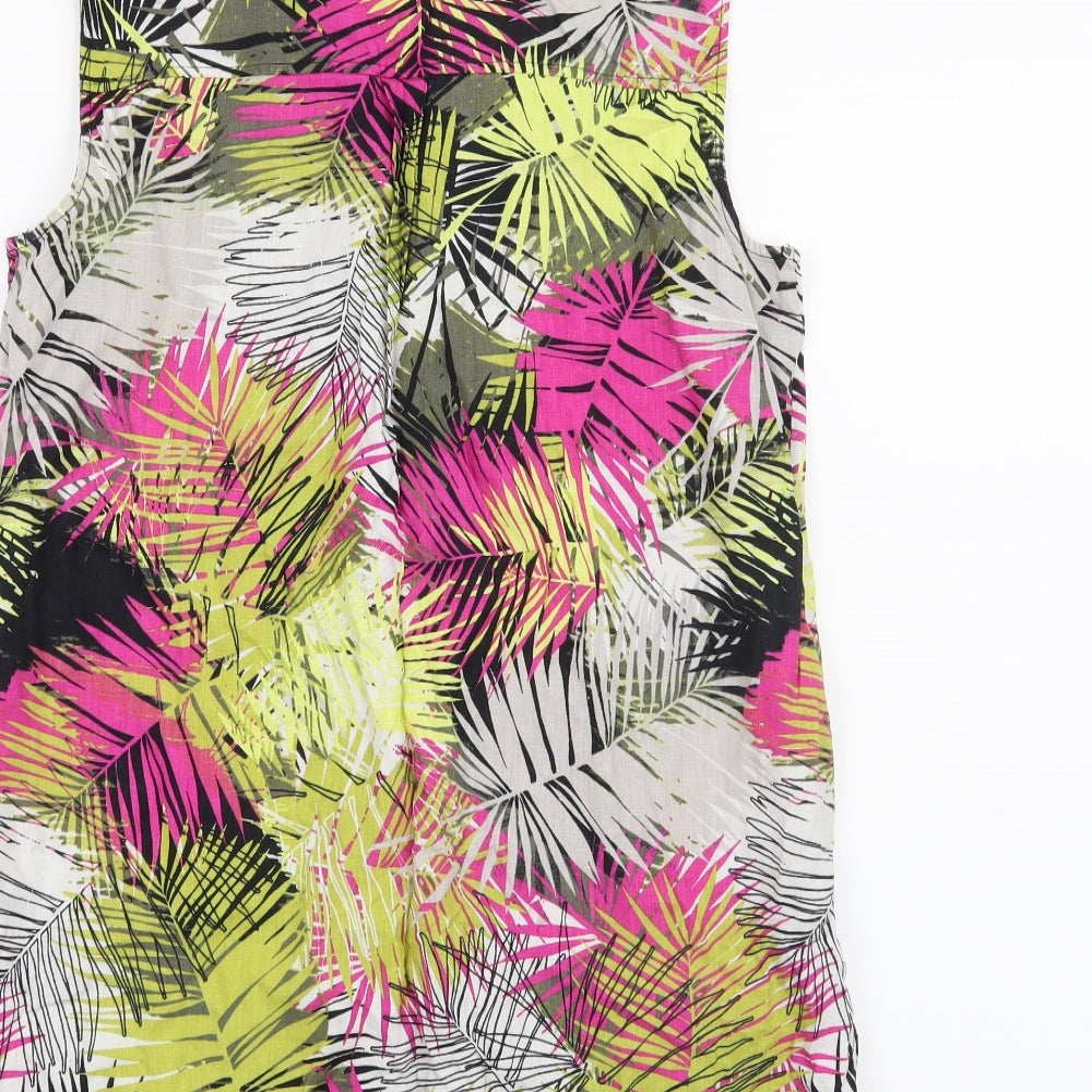 George Womens Yellow Floral  Basic Button-Up Size 10