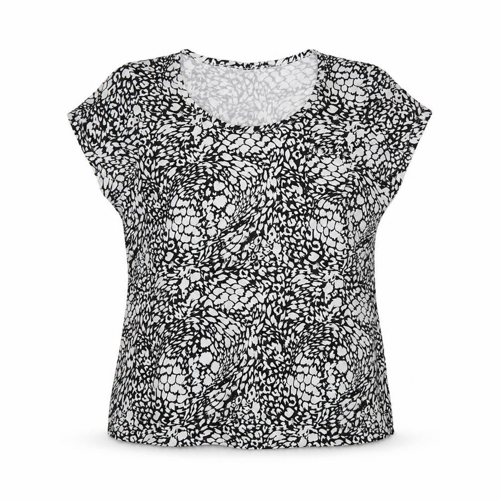 Authentic Womens Black Animal Print  Basic T-Shirt Size 18
