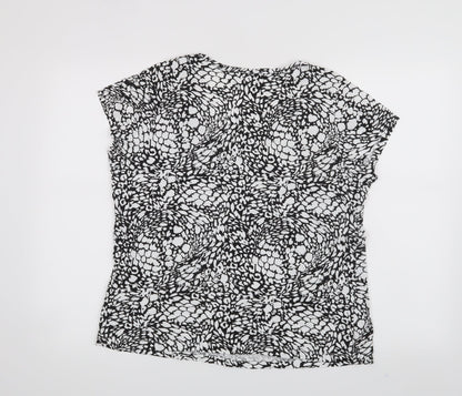 Back view of Authentic women’s black animal print basic t-shirt, size UK 18