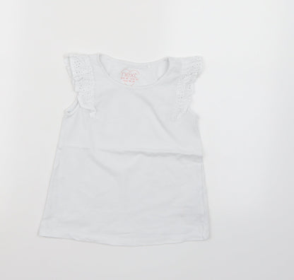 Front view of Next girls’ white basic tank, size 5-6, years