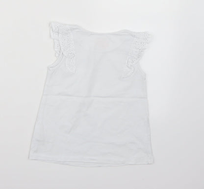 Back view of Next girls’ white basic tank, size 5-6, years