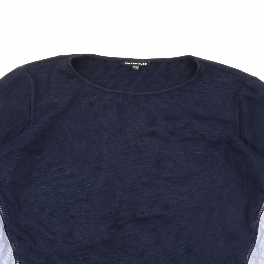 Warehouse Womens Blue Striped Knit Pullover Jumper Size 12