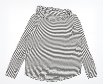 Additional front view of Deane & White women’s white striped jumper, size L