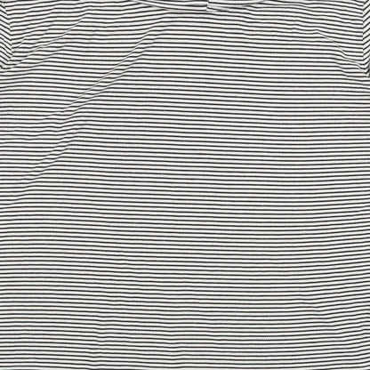 Brand and care label for Deane & White women’s white striped jumper, size L
