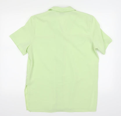 Back view of Design Essentials women’s green basic button-up, size UK 14