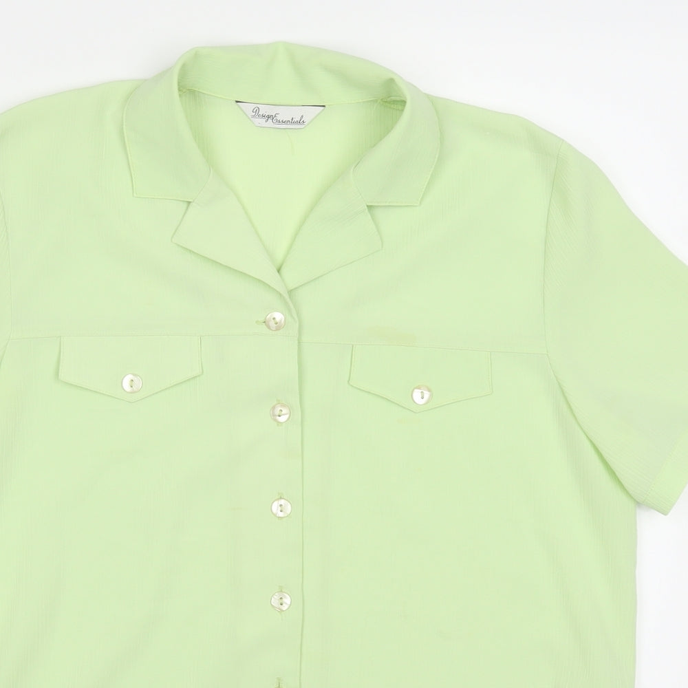 Design Essentials Womens Green   Basic Button-Up Size 14