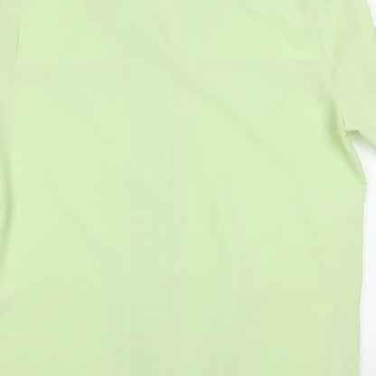 Brand and care label for Design Essentials women’s green basic button-up, size UK 14