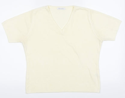 Additional front view of Berkertex women’s yellow basic t-shirt, size UK 14