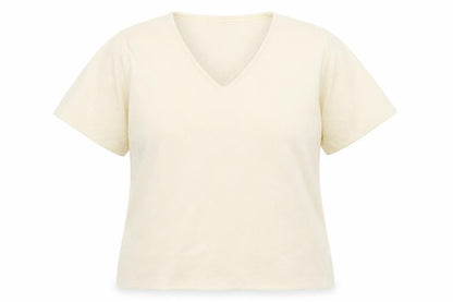 Front view of Berkertex women’s yellow basic t-shirt, size UK 14