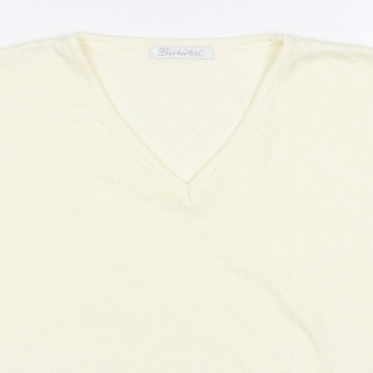 Close-up detail of Berkertex women’s yellow basic t-shirt, size UK 14
