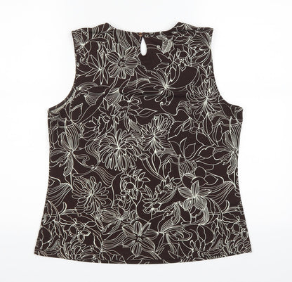 Back view of Marks & Spencer women’s brown floral basic blouse, size UK 16