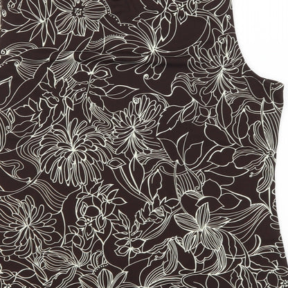 Brand and care label for Marks & Spencer women’s brown floral basic blouse, size UK 16