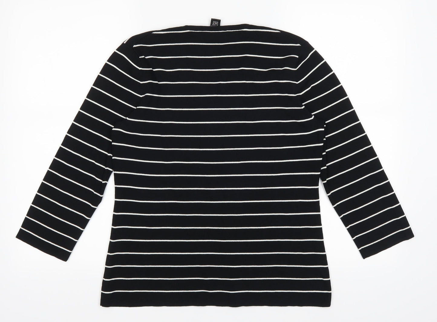 Cable & Gauge Womens Black Striped  Pullover Jumper Size L