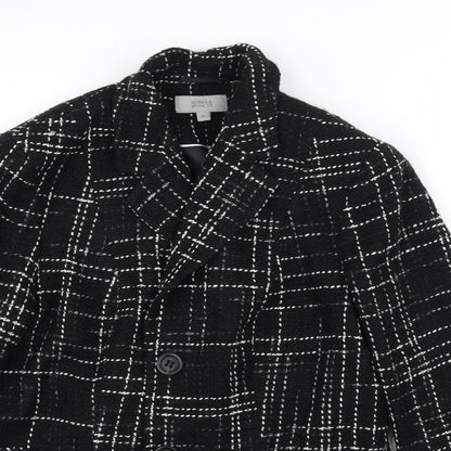 Close-up detail of Marks & Spencer women’s black overcoat coat, size UK 14