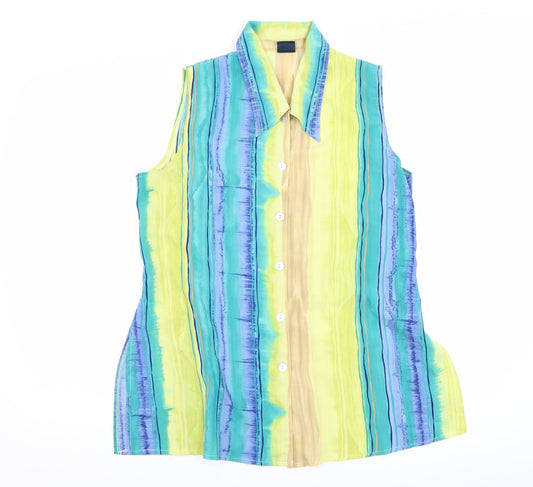 Your Sixth Sense Womens Blue Striped  Basic Button-Up Size 16