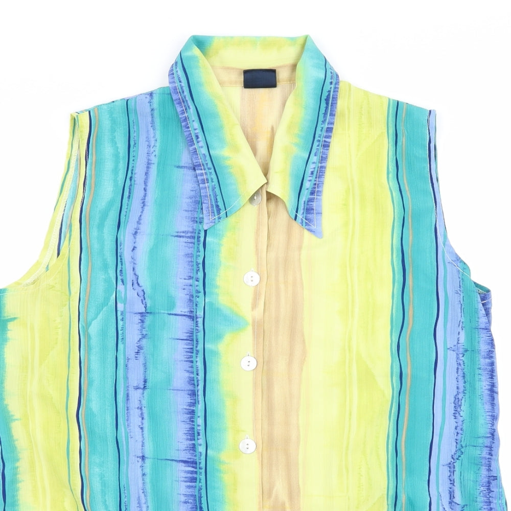 Your Sixth Sense Womens Blue Striped  Basic Button-Up Size 16