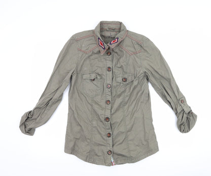 Additional front view of Atmosphere women’s green basic button-up, size UK 8