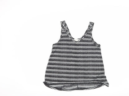 Additional front view of H&M women’s black geometric basic tank, size M