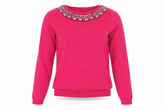 Front view of Marks & Spencer women’s pink jumper, size UK 8