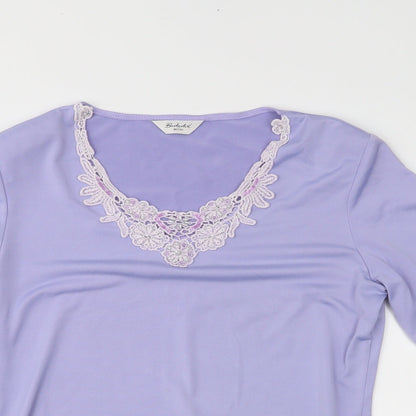 Close-up detail of Berkertex women’s purple basic blouse, size UK 14
