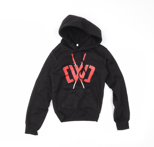 Preworn Boys Black   Pullover Hoodie Size 7 Years