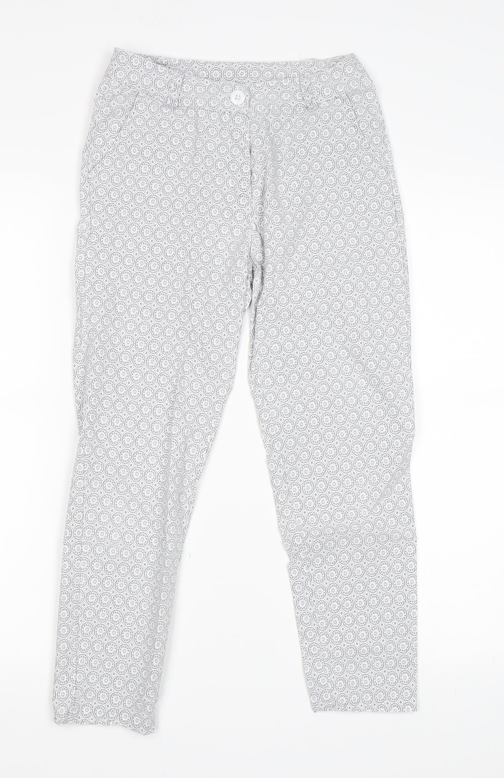 Preworn Womens Grey Paisley  Capri Trousers Size M L22 in