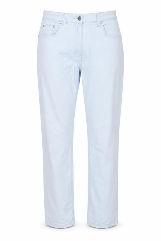 Front view of Jov women’s blue straight jeans, size UK 29, in, 27-inch leg