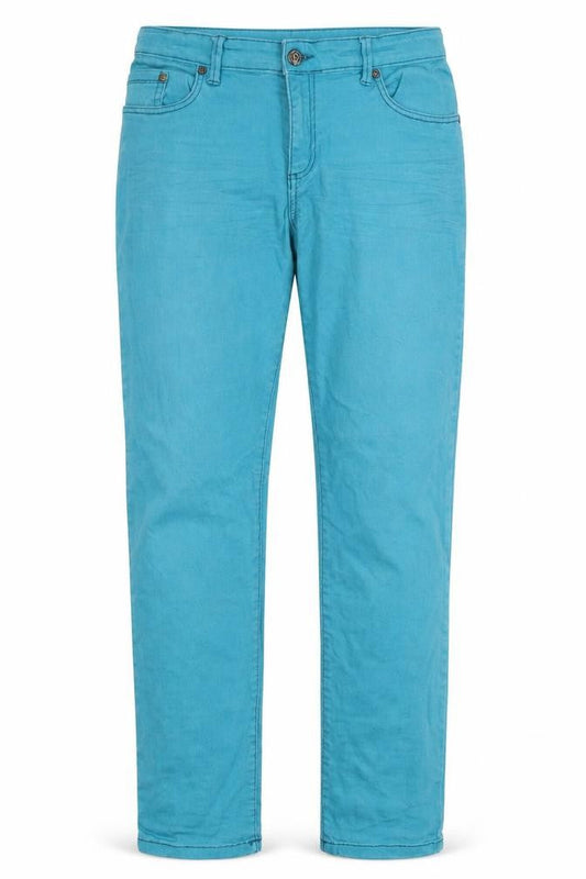 Front view of Yigga women’s blue straight jeans, size UK 31, in, 27-inch leg