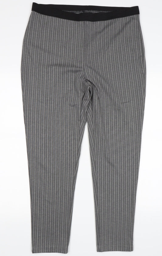 Preworn Womens Grey Striped   Leggings Size 36 in L27 in