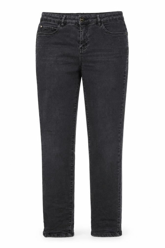 Front view of Premium women’s black skinny jeans, size UK 30, in, 32-inch leg