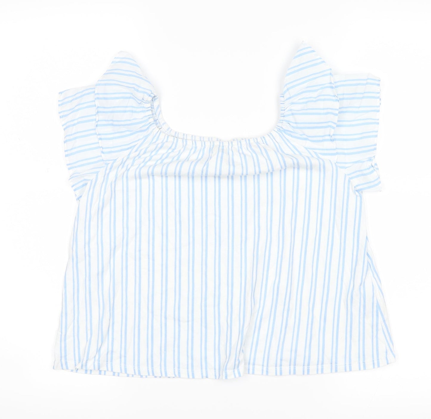Zara Womens Blue Striped  Basic Blouse Size 10