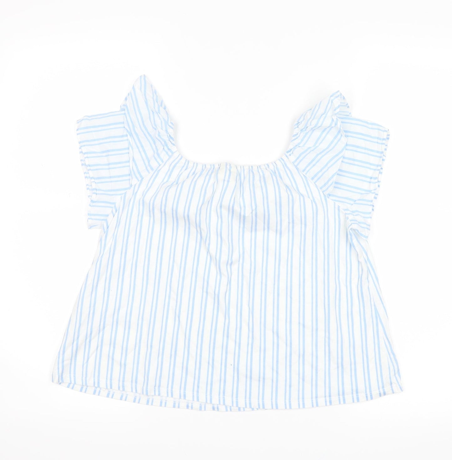Zara Womens Blue Striped  Basic Blouse Size 10