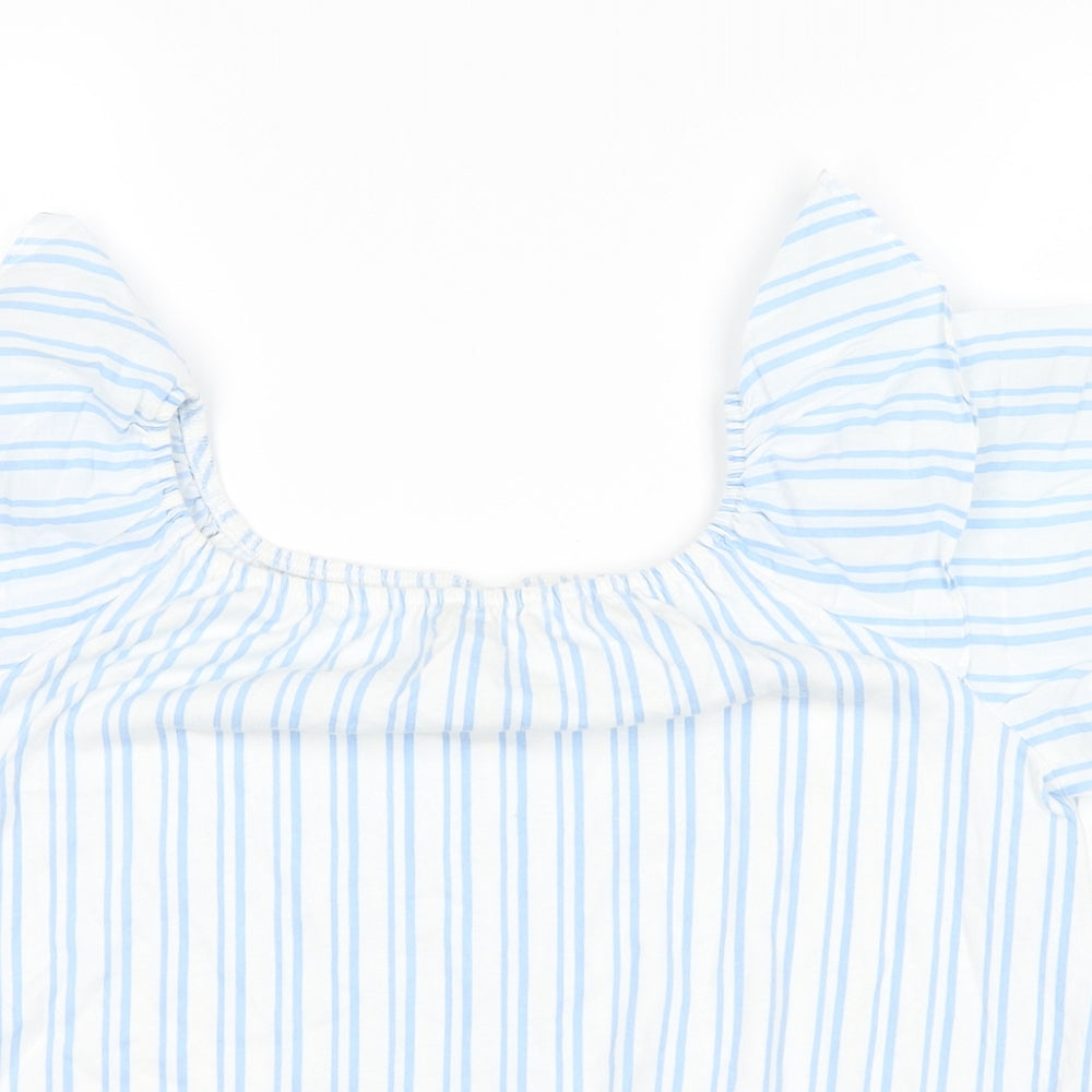 Zara Womens Blue Striped  Basic Blouse Size 10
