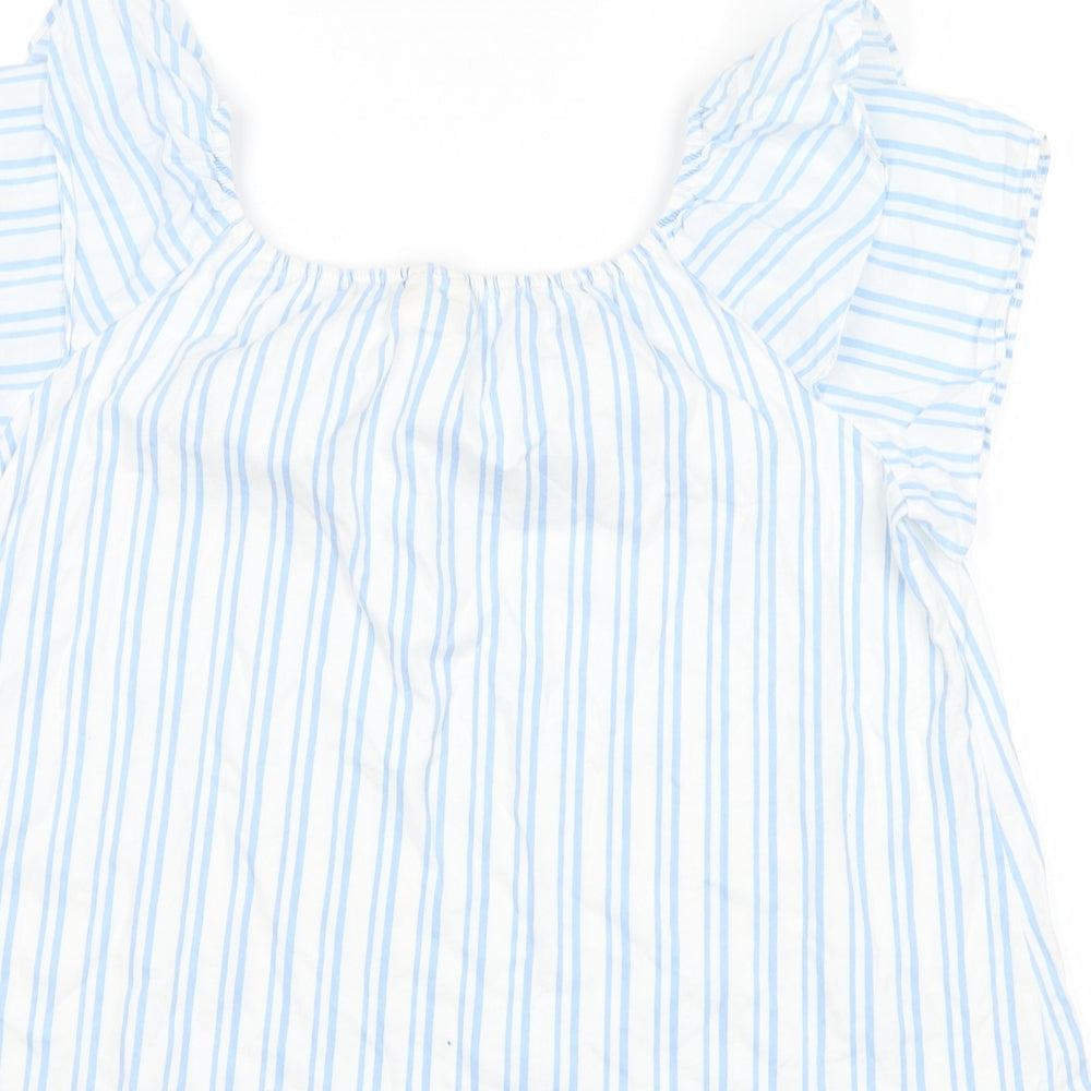 Zara Womens Blue Striped  Basic Blouse Size 10