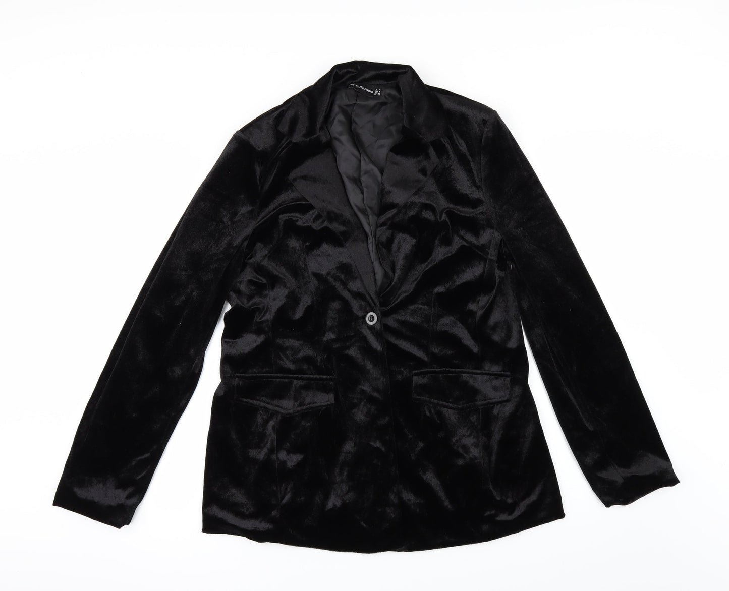 PRETTYLITTLETHING Womens Black  Velour Jacket  Size 8