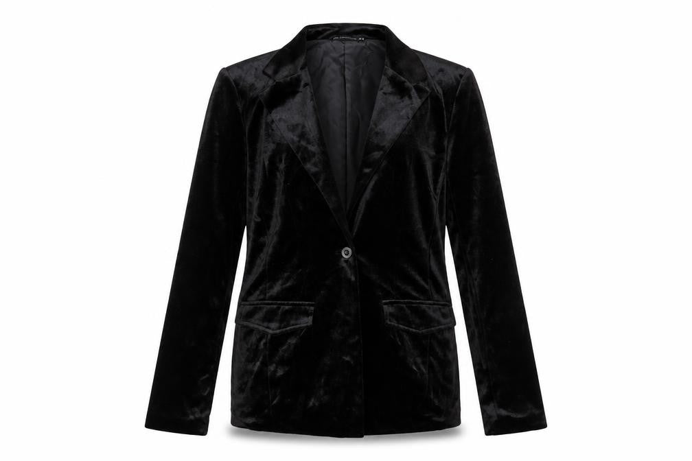 PRETTYLITTLETHING Womens Black  Velour Jacket  Size 8