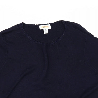 Close-up detail of Talbots women’s blue jumper, size L