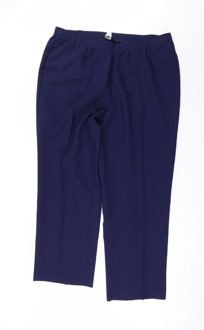 Additional front view of Alia women’s blue trousers, size UK 20, 29-inch leg