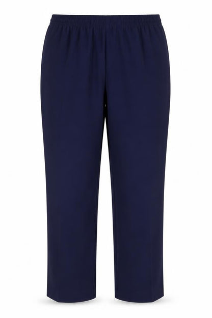 Front view of Alia women’s blue trousers, size UK 20, 29-inch leg