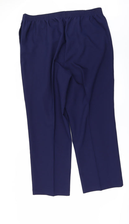 Back view of Alia women’s blue trousers, size UK 20, 29-inch leg