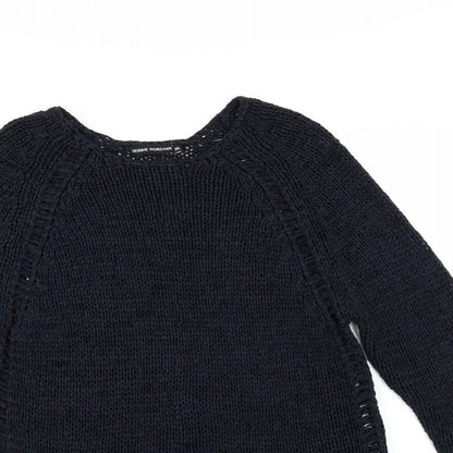 Close-up detail of Debbie Morgan women’s blue jumper, size XL