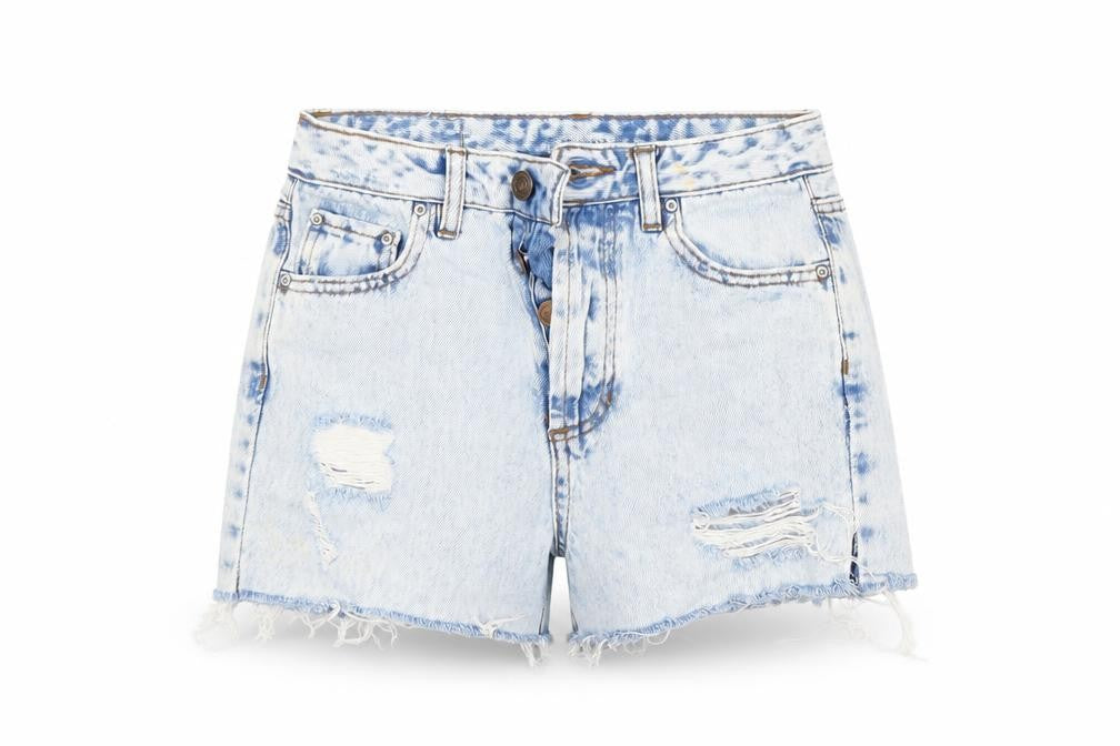 Pull&Bear Womens Blue  Denim Cut-Off Shorts Size 32 in