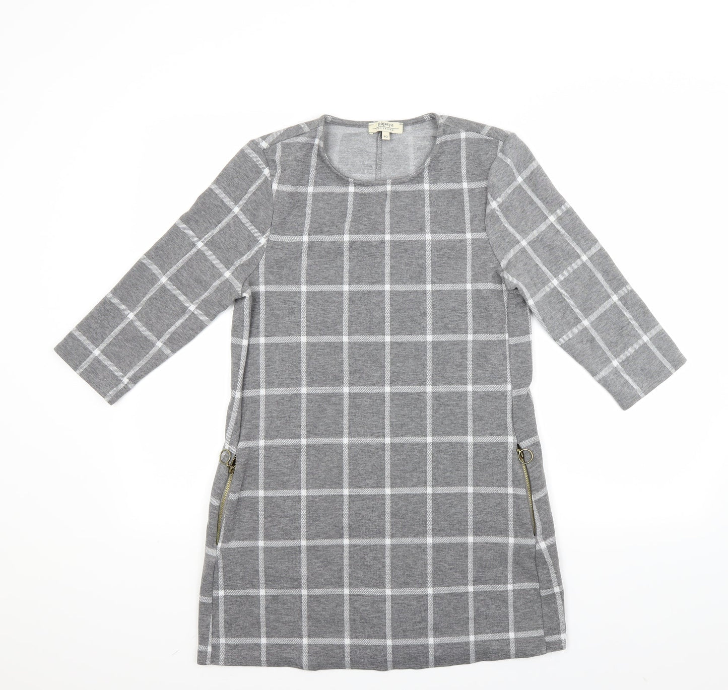 Papaya Womens Grey Check  A-Line  Size 10