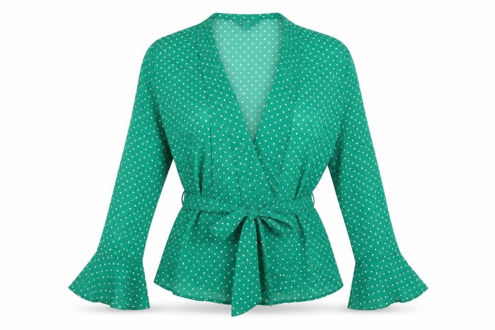 Primark Womens Green Polka Dot  Basic Blouse Size 6