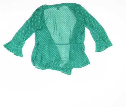 Back view of Primark women’s green polka dot basic blouse, size UK 6