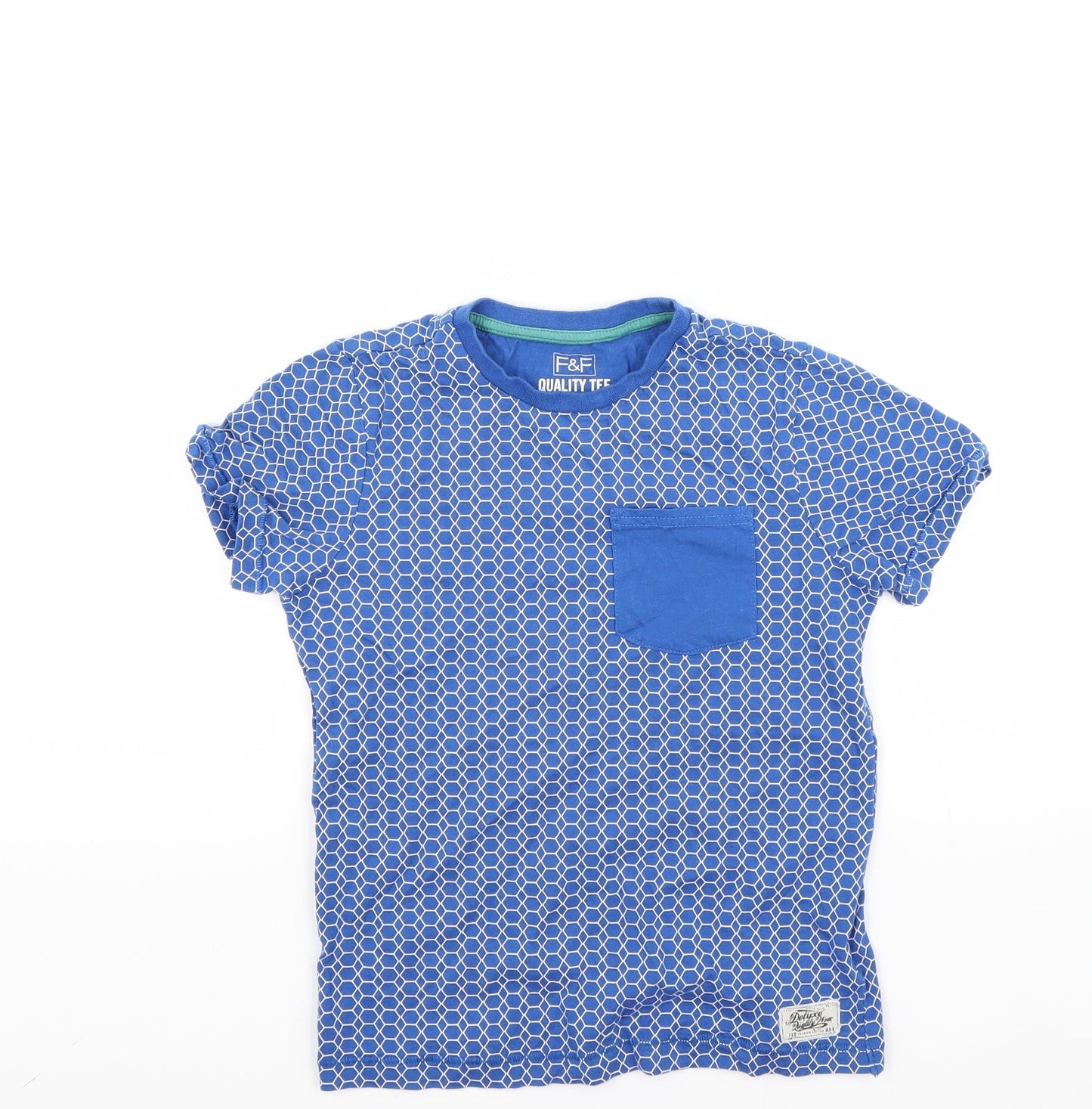 F&F Boys Blue Striped  Basic T-Shirt Size 7-8 Years