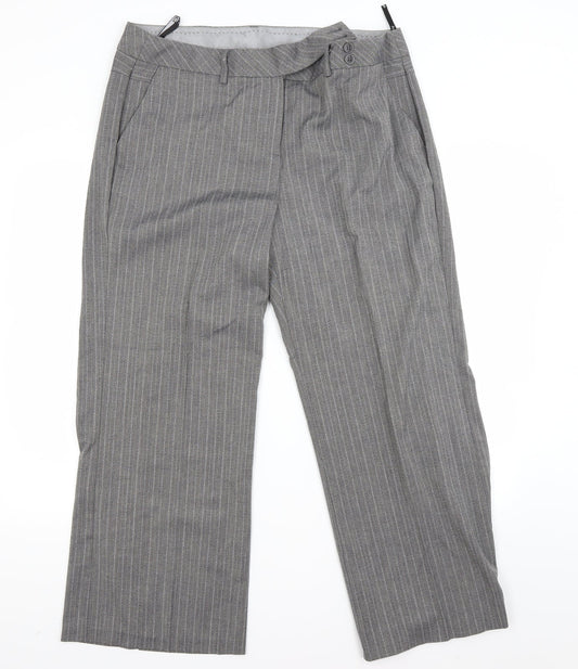 Marks and Spencer Womens Grey Striped  Trousers  Size M L26 in