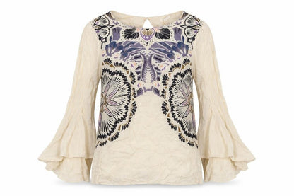 Front view of H&M women’s brown basic blouse, size XS