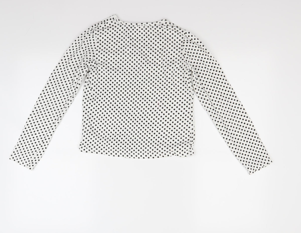 F&F Girls White Polka Dot  Pullover Sweatshirt Size 11 Years